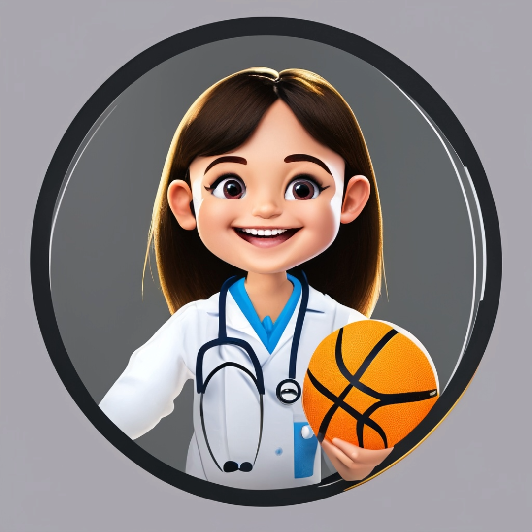 Doctor wearing a stethoscope holding a basketball.